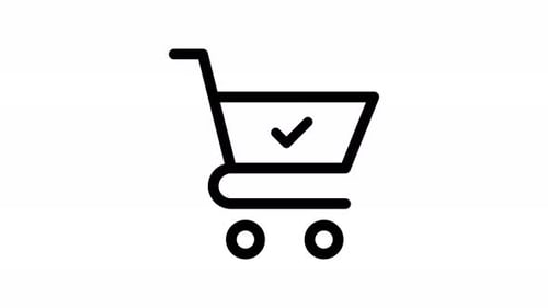 Minimalist Shopping Cart Icon Animation with Confirmation Checkmark