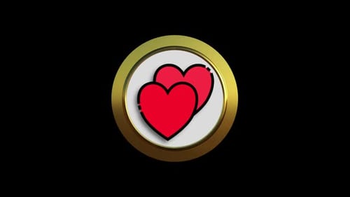 Golden Circle with Animated Love Hearts Icon