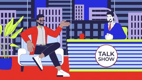 Animated Flat Design Talk Show Interview Characters
