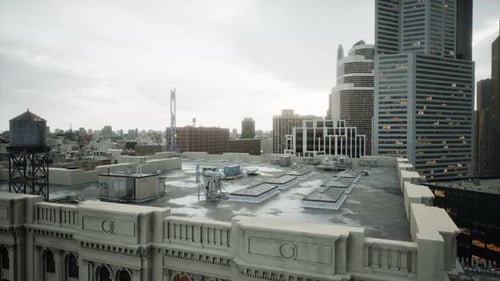 El techo del edificio con vistas a la ciudad desde los rascacielos