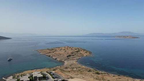 Bodrum Peninsula Drone Shot with Distant Aegean Islands, Turkey