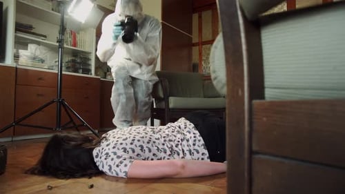 Crime Scene Investigation: Forensic Investigator Photographs Evidence