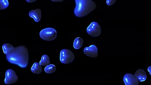 Floating Blue Fluid Hearts Loop Background