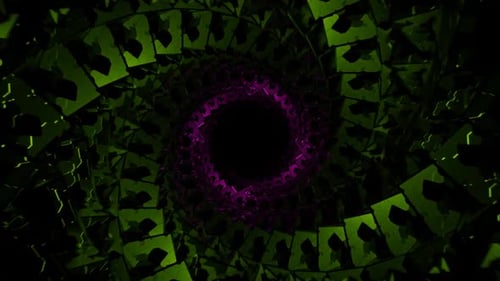 Lime And Pink Spiral Cubic Tunnel Background Vj Loop In HD