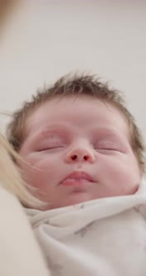 Adorable Infant Sleeping Peacefully Indoors Close Up