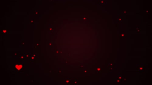 Romantic Red Hearts Floating Loop Background