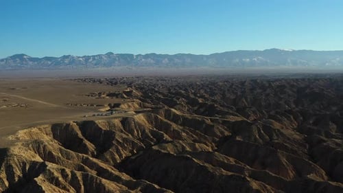 Wide revealing drone shot of the Charyn Canyon in Kazakhstan