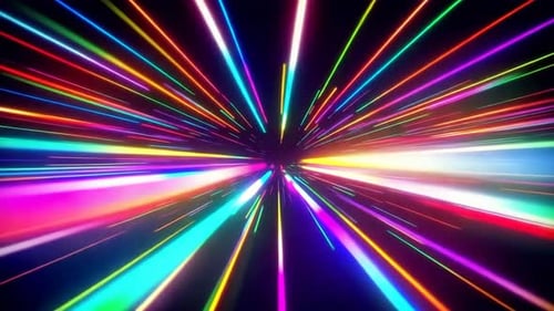 Abstract Neon Light Tunnel Hyperspace Warp Speed
