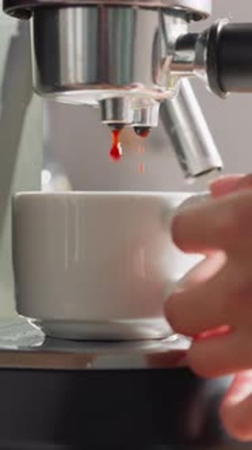 Fresh Coffee Dripping Into White Cup at Home