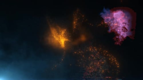 Fond abstrait de particules d'énergie volantes orange ardente d'ondes magiques