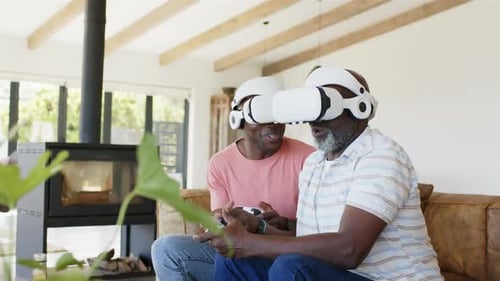 Men Enjoying VR Gaming at Home