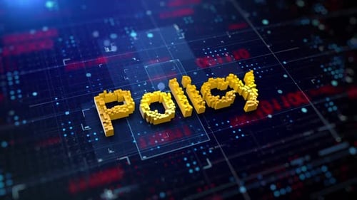 3D Pixelated Policy Text on Digital Data Grid