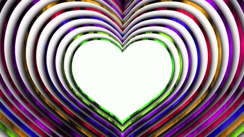Colorful Glowing Heart Shape Disco Music Background. Vj Loop Heart Shape Animation Of Disco Dancing