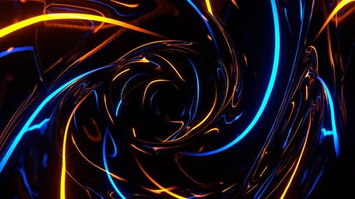 Blue And Orange Tunnel Of Colored Neons Background Vj Loop In 4K
