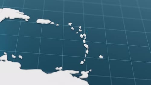 Blue Dominica 3d Map with Pointer Pin Surrounded with Other Countries in White Political Map with