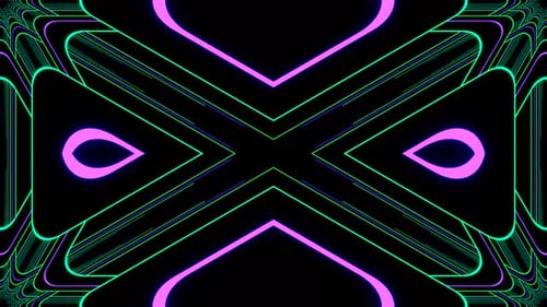 Purple And Turquoise Neon Line Kaleidoscope Background Vj Loop In 4K