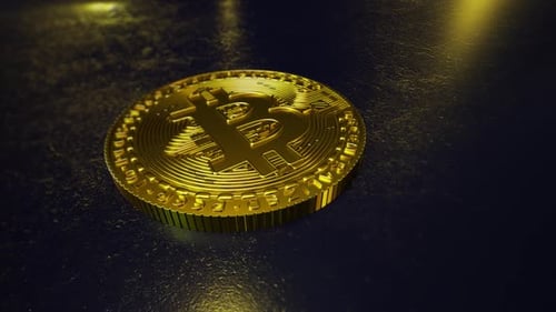 Goldene Kryptowährung auf Metallleinwand Das neue Zeitalter der Währung