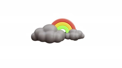 Animated 3D Cloud and Rainbow Icon