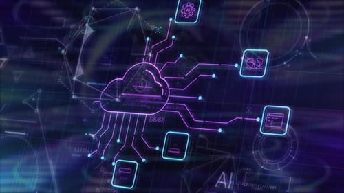 Futuristic Cloud Computing Network with AI and Data Flow