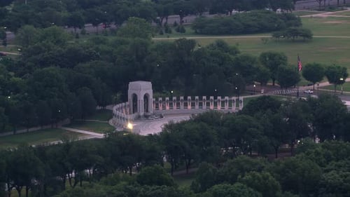 Aerial view of the World War II Memorial in DC