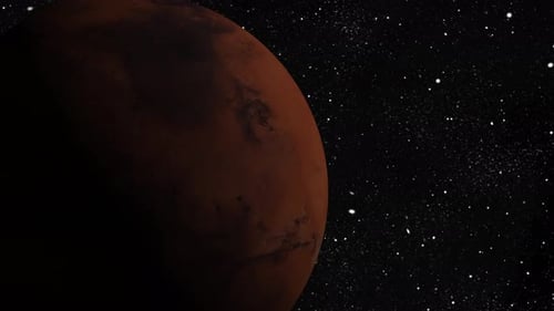 Rotating Mars Planet in a Starry Space Background