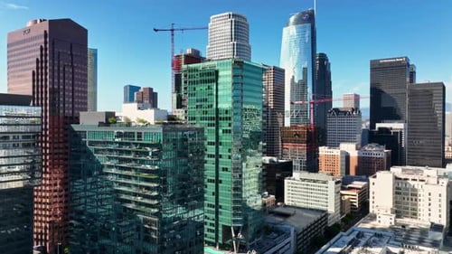 Los Angeles Skyscrapers Los Angeles Skyline From Drone Aerial Los Angeles City Urban LA From Drone