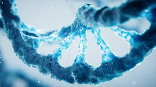 Futuristic Blue DNA Helix Structure Rotating for Scientific Research