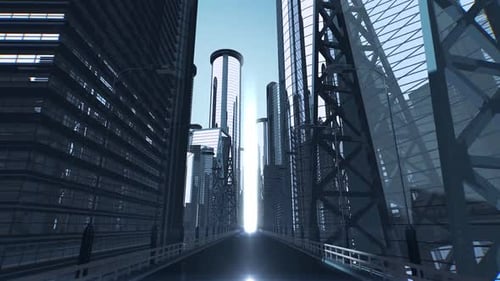 3D Blue Skycrapers Animation Loop