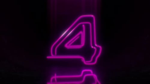 Colorful Neon Digit 4 Loop Animation.