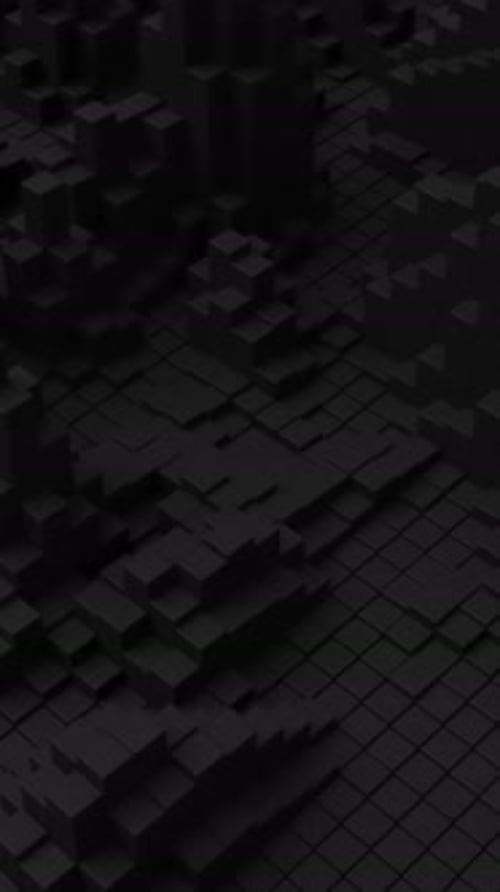 Ripples on Grid of Black Blocks Abstract Background Loop of Waves of Square Columns Voxel Noise