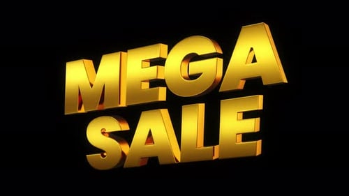 Animated Golden 3D Mega Sale Text Reveal