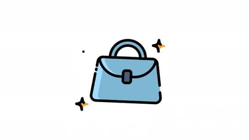 Modern Animated Handbag Icon with Sparkle Effect