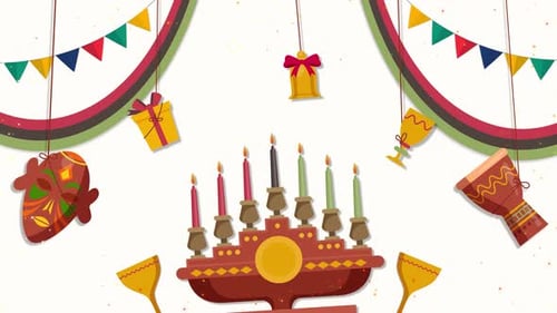 Kwanzaa Celebration Flat Design Animated Background