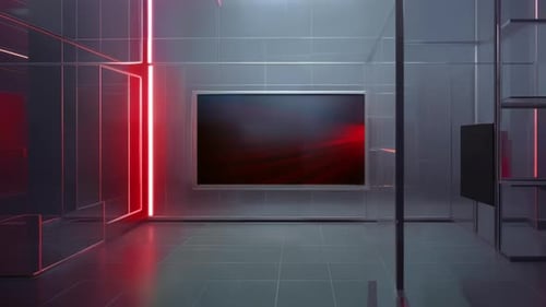 Sleek Virtual Studio Design: Modern Set for Captivating Multimedia Presentation