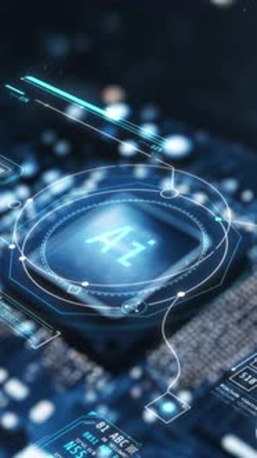 Vista aproximada do processador com inteligência artificial