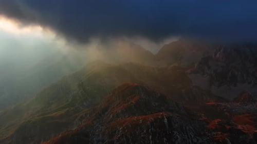 Sunset Mountains and Dramatic Clouds