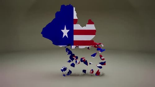 Animated Map of Liberia with Flag Reveal
