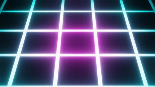 Cyan To Pink Colored Grid Background Loop Animation In 1080Hd
