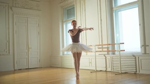 Ballerina Performing Ballet in Bright Studio