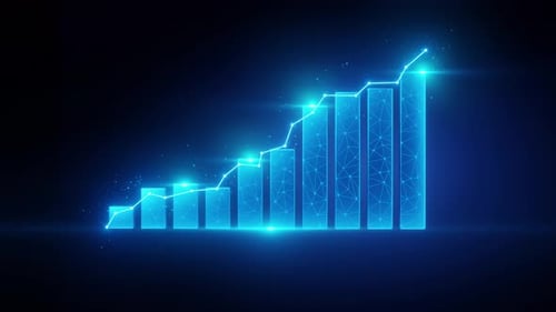 Animated Blue Bar Chart and Line Graph Digital Growth