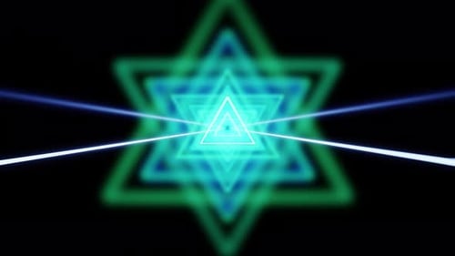 Triangle Blue And Cyan Laser Show With Rotated Figures Vj Loop Background