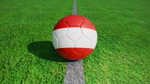 Animated Soccer Ball with National Flags on Green Field