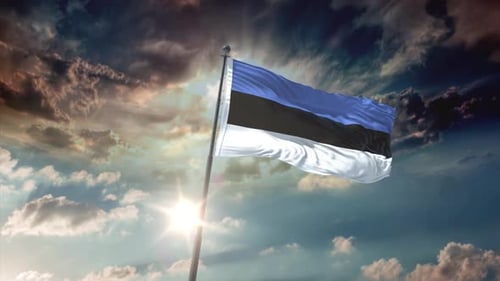 Estnische Flagge mit Himmel