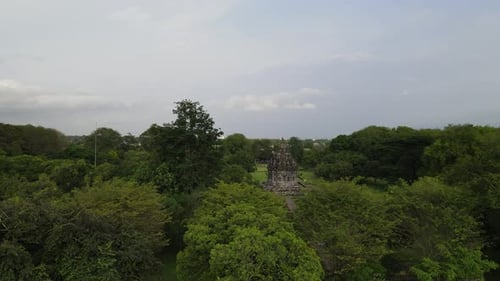 Aerial view of Candi Bubrah, part of prambanan temple in Indonesia