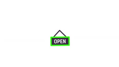 Animated Open Sign Flat Design Business Icon
