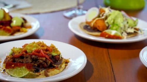 Slider shot of mexican tacos on a restaurant