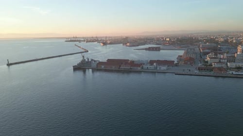Aerial view of Thessaloniki Port and waterfront