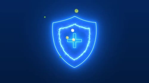 Glowing Neon Shield Guards Against Viruses