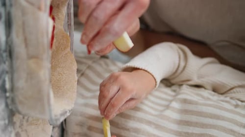 Preparing Homemade Apple Dessert with Family