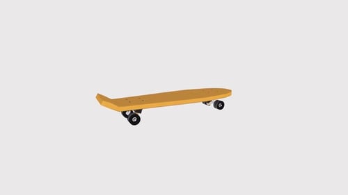 Smooth 3D Animated Skateboard Rotation on White Background